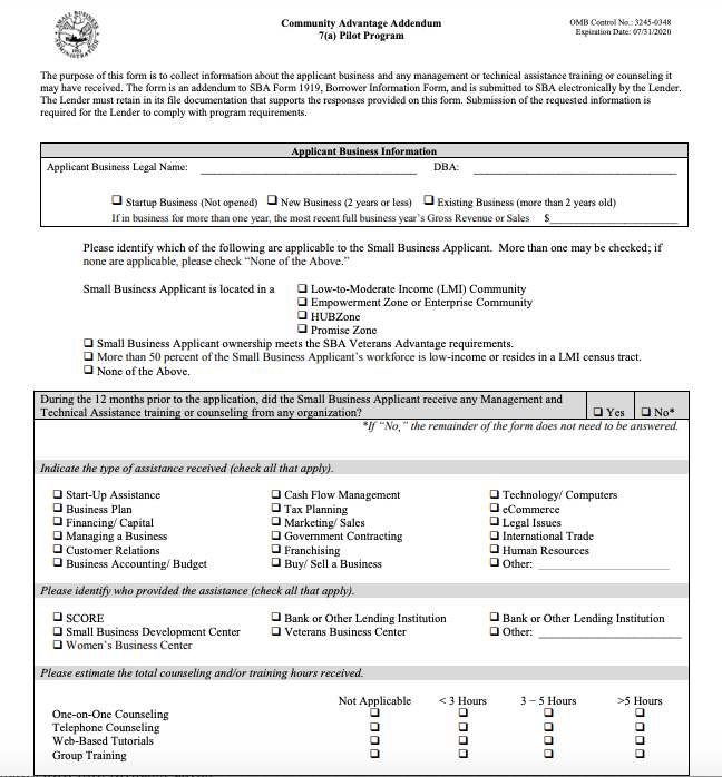 sba community advantage loans
