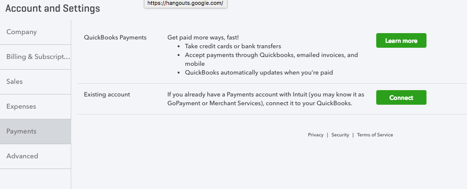 quickbooks credit card payments