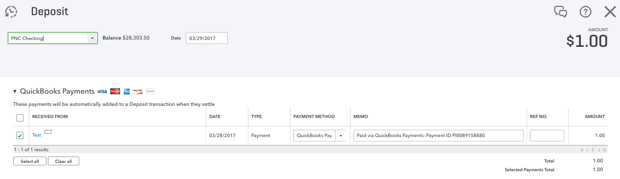 quickbooks credit card payments