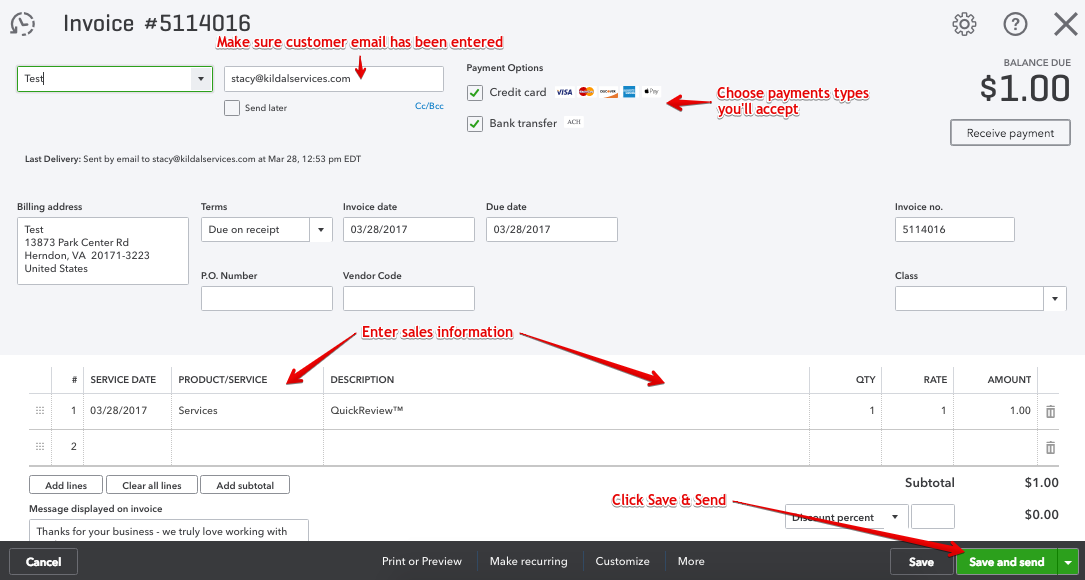 make quick invoice nextapp