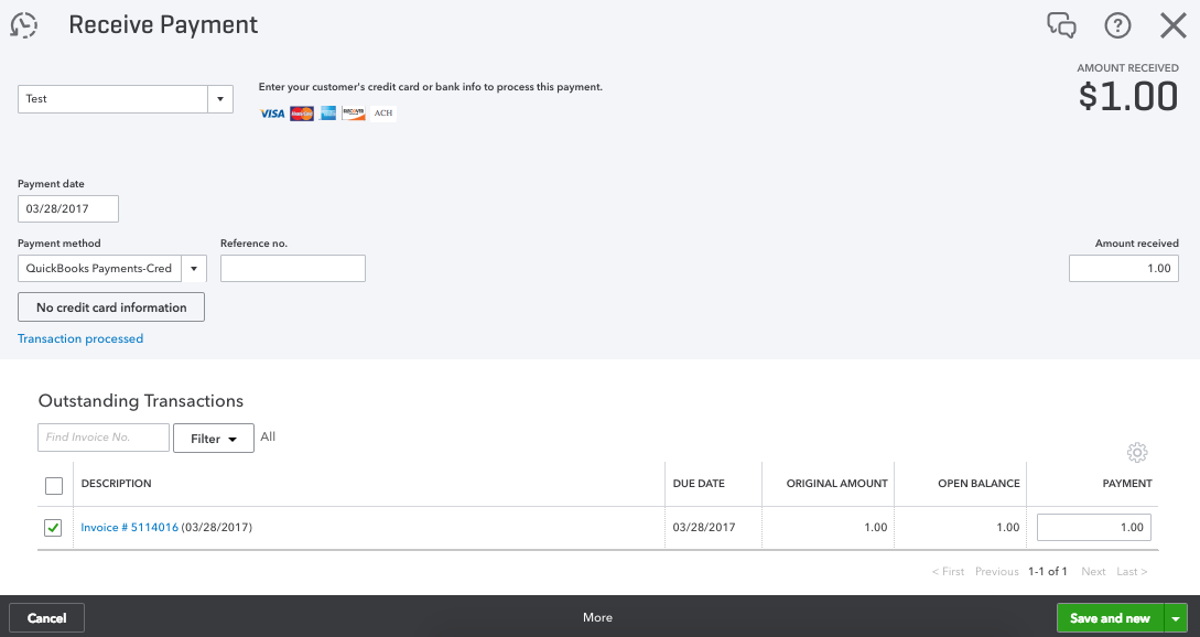 quickbooks credit card payments