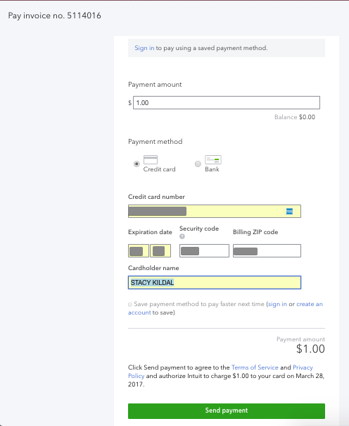 quickbooks credit card payments