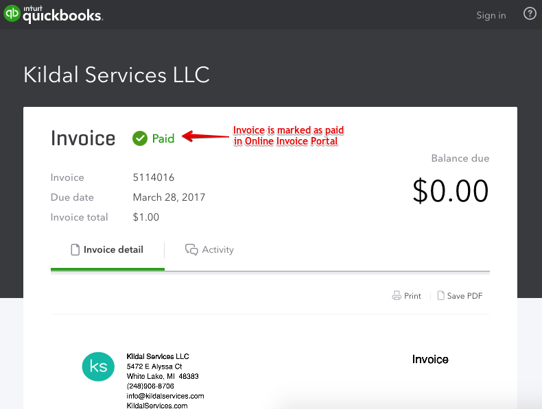 how do i show an invoice pain in quickbooks for mac