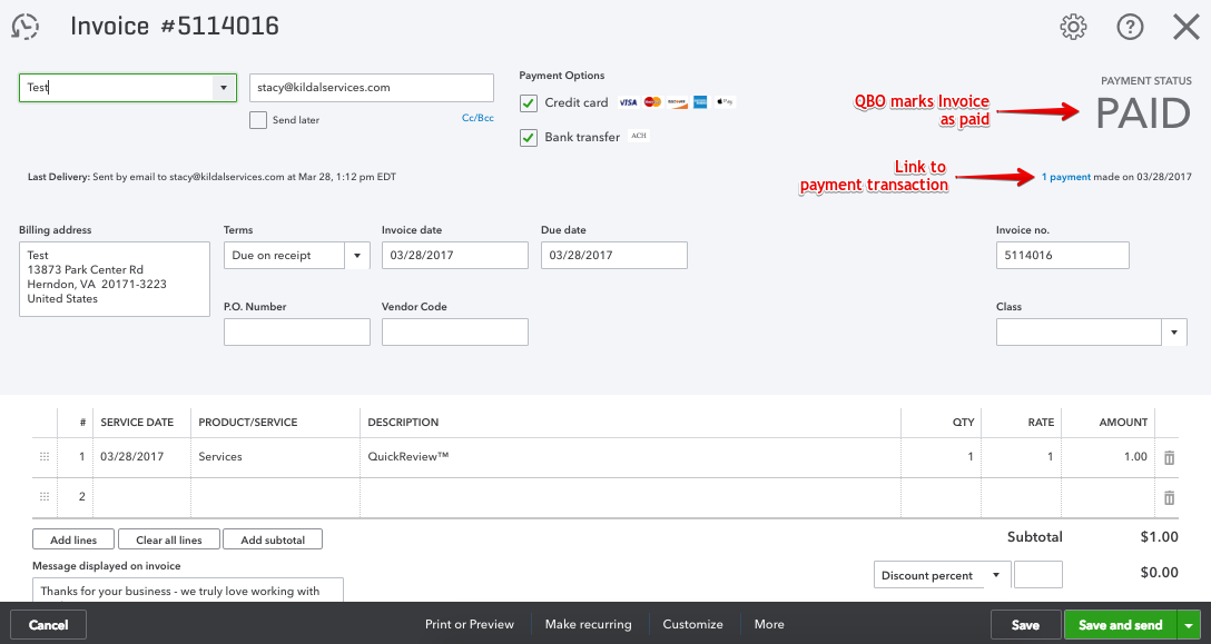 quickbooks credit card payments