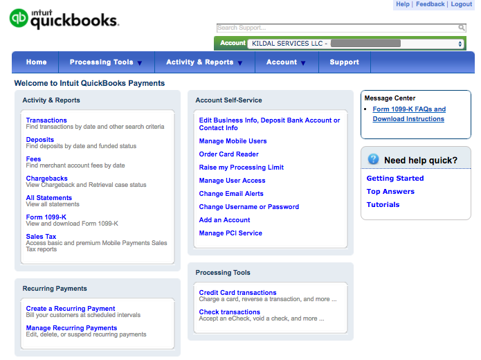 quickbooks credit card payments