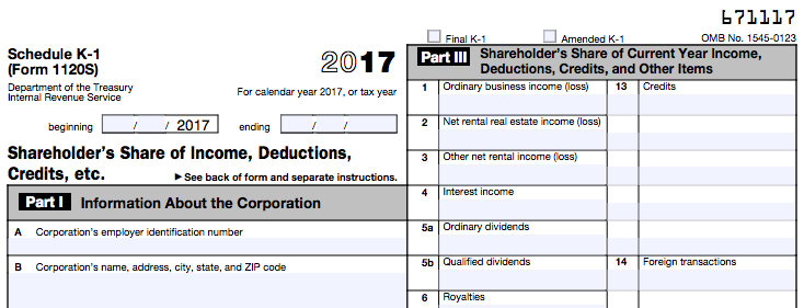 Schedule K-1 tax form