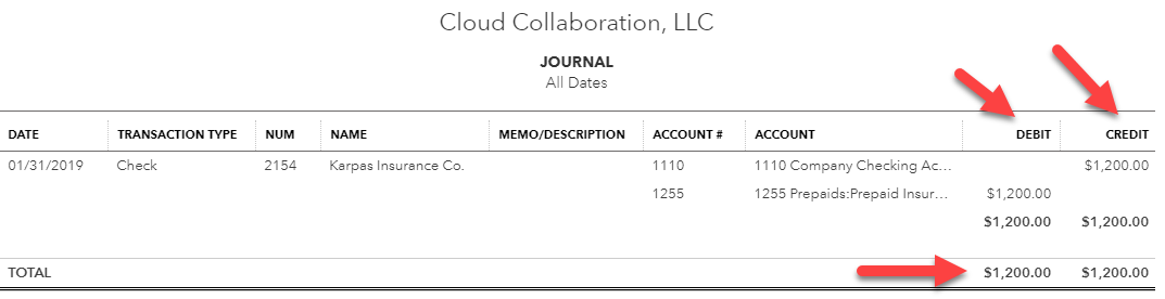 quickbooks journal entry