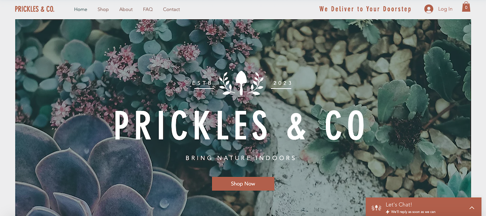 wix vs. shopify, wix example