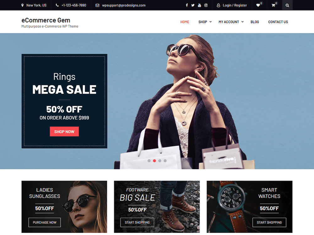 free ecommerce wordpress themes, ecommerce gem