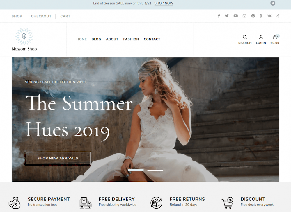 free ecommerce wordpress themes, blossom shop
