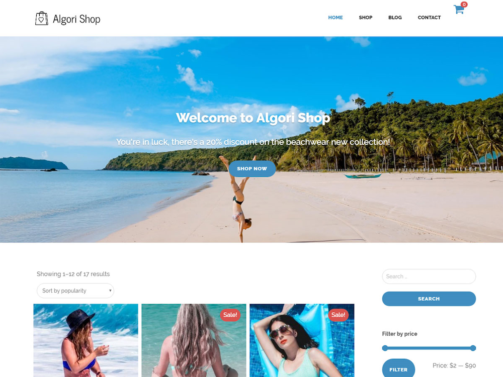 free ecommerce wordpress themes, algori shop