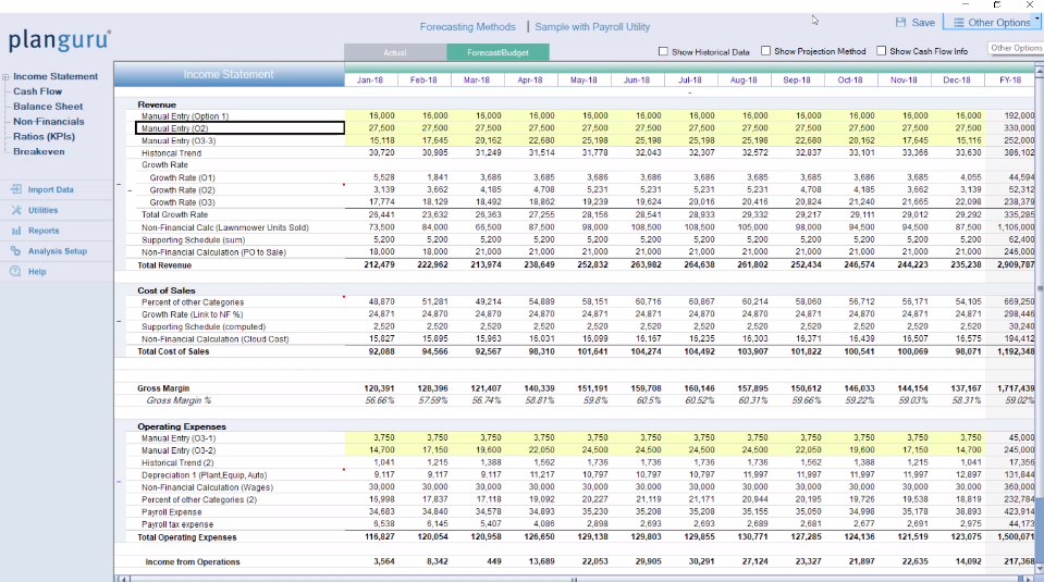 business plan software, planguru example