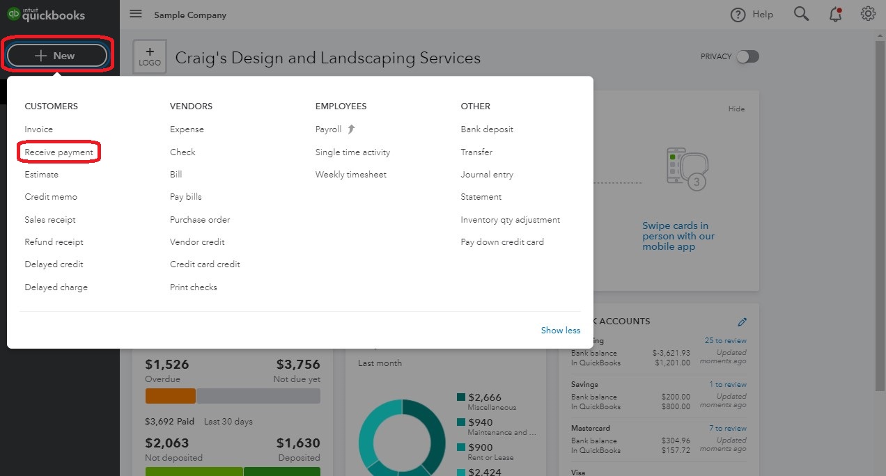 undeposited funds in quickbooks online