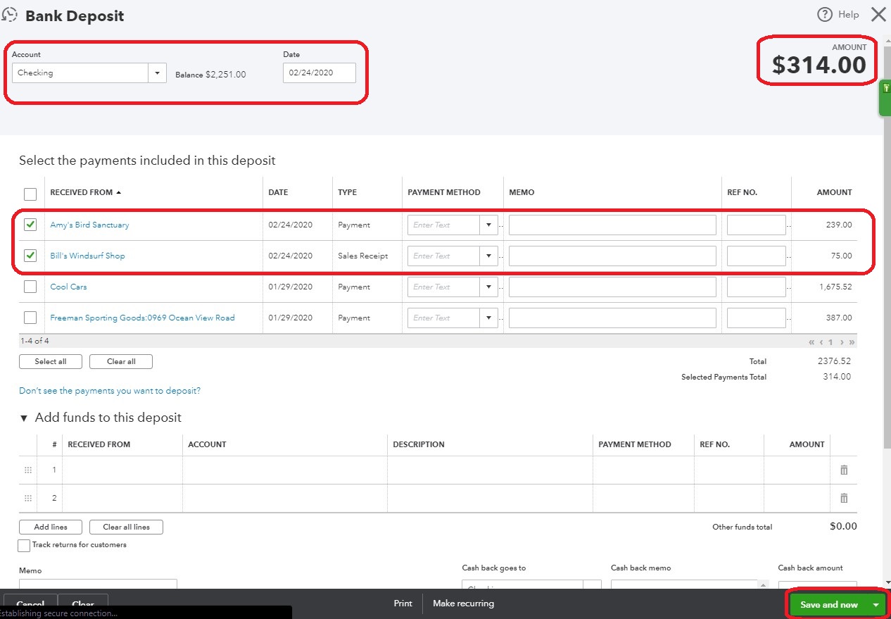 undeposited funds in quickbooks online
