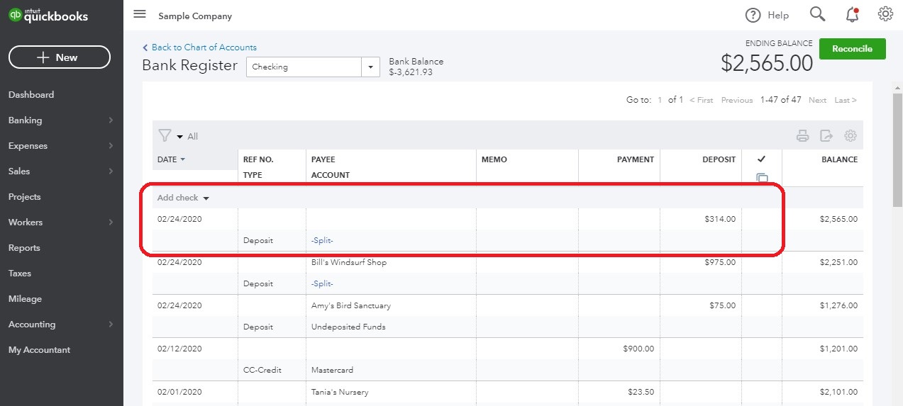 undeposited funds in quickbooks online