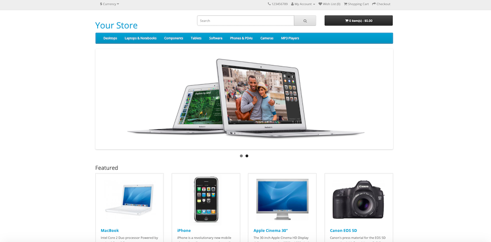 OpenCart vs. Shopify, opencart store example